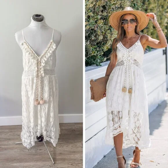 Cupshe Ariya V-neck Lace Up Slip Dress- NWT! - Picture 1 of 12